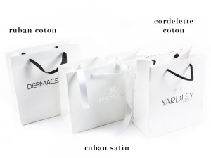 sac papier luxe fsc personnalise blanc poignees ruban sation ruban coton cordelette coton galand packaging